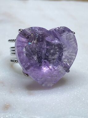 Amethyst Heart Crystal Ring • Purple Gemstone Statement Ring